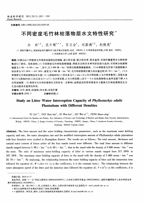 不同密度毛竹林枯落物层水文特性研究