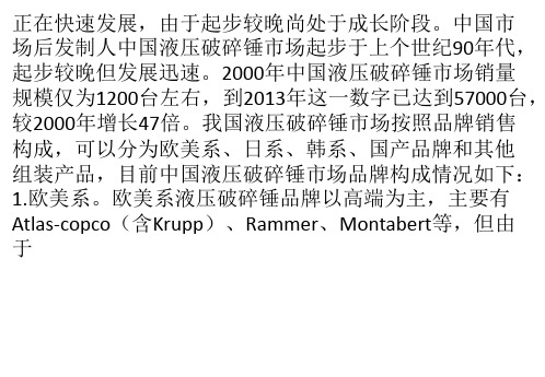 国内液压破碎锤行业前景美好