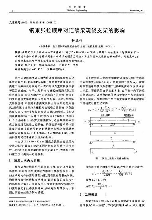 钢束张拉顺序对连续梁现浇支架的影响