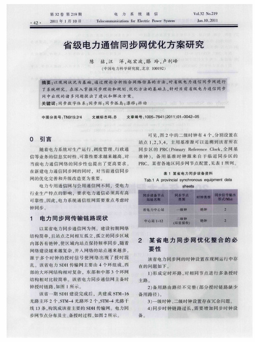 省级电力通信同步网优化方案研究