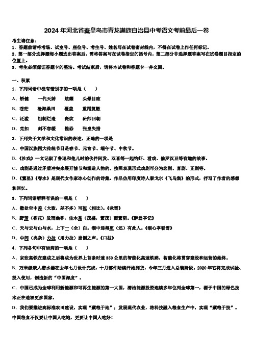 2024年河北省秦皇岛市青龙满族自治县中考语文考前最后一卷含解析