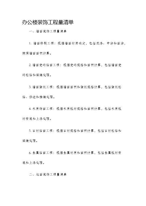 办公楼装饰工程量清单