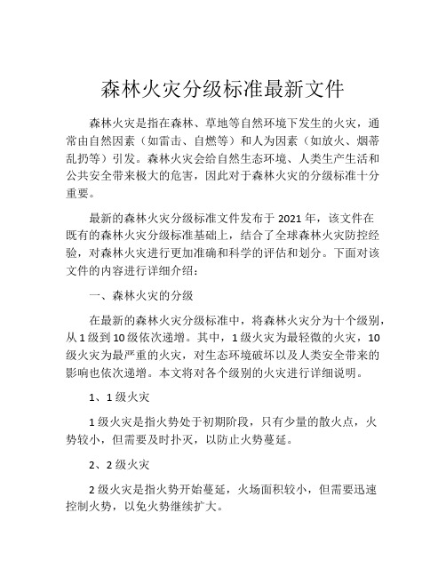 森林火灾分级标准最新文件