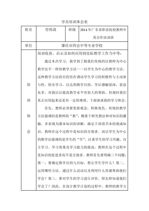 学员培训体会表-符伟清