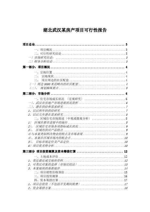 湖北武汉某房产项目可行性报告