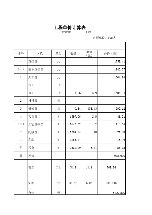 开挖淤泥单价分析