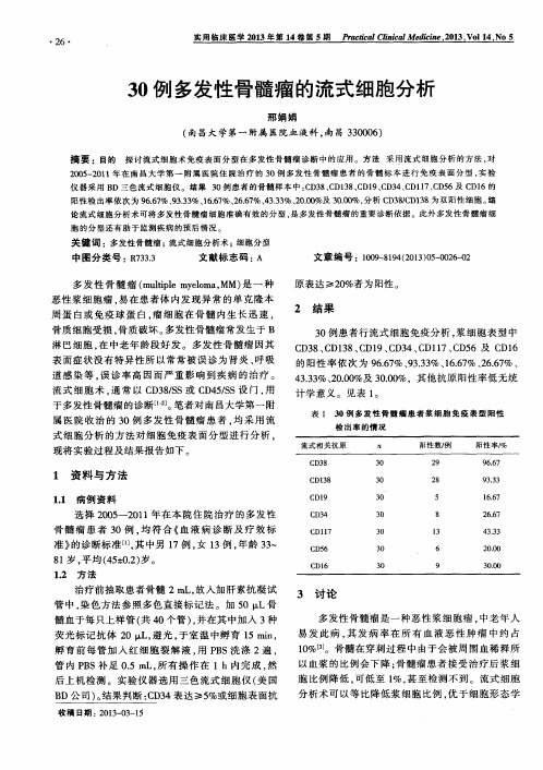 30例多发性骨髓瘤的流式细胞分析