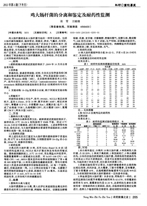 鸡大肠杆菌的分离和鉴定及耐药性监测