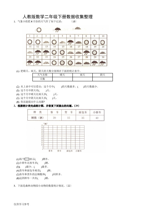 可打印人教版小学二年级下册数学单元测试题-全套WORD版