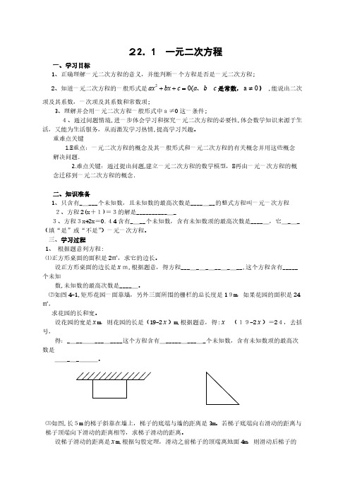 人教版数学九年级上册全册学案