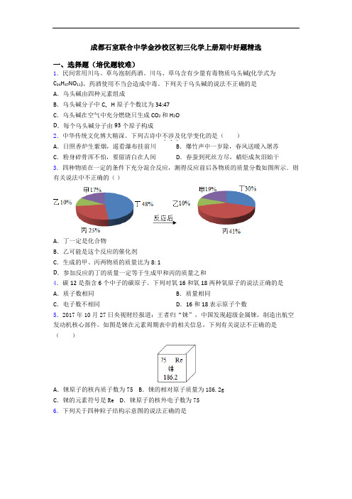 成都石室联合中学金沙校区初三化学初三化学上册期中好题精选