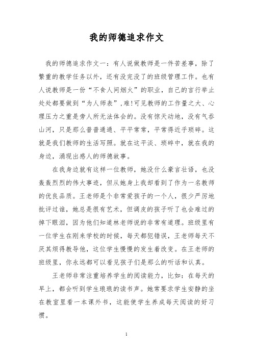 优秀作文:我的师德追求作文