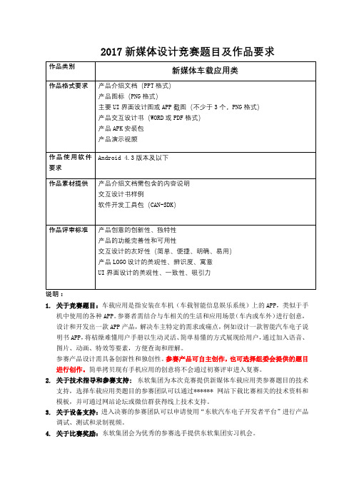 2017新媒体设计竞赛题目及作品要求【模板】