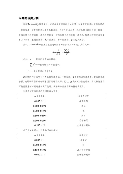 问卷的信度分析实例介绍