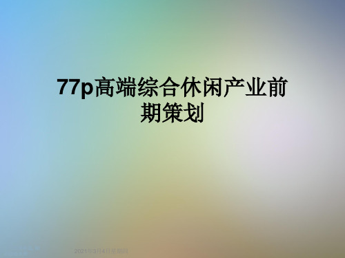 77p高端综合休闲产业前期策划