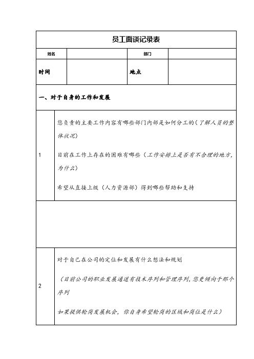 员工访谈记录表