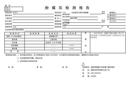 粉煤灰检测报告