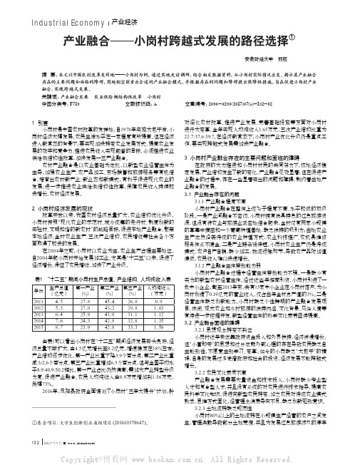 产业融合——小岗村跨越式发展的路径选择