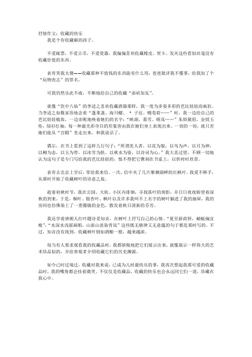 抒情作文：收藏的快乐