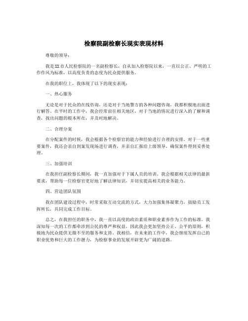 检察院副检察长现实表现材料