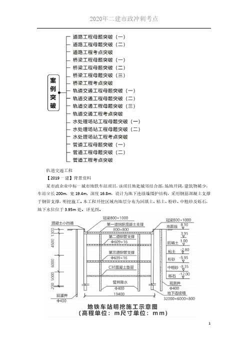 2020年二建市政冲刺考点 11-1K413000 (11)轨道交通工程真题突破(三)