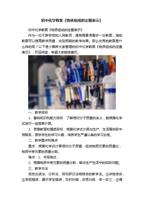 初中化学教案《物质组成的定量表示》