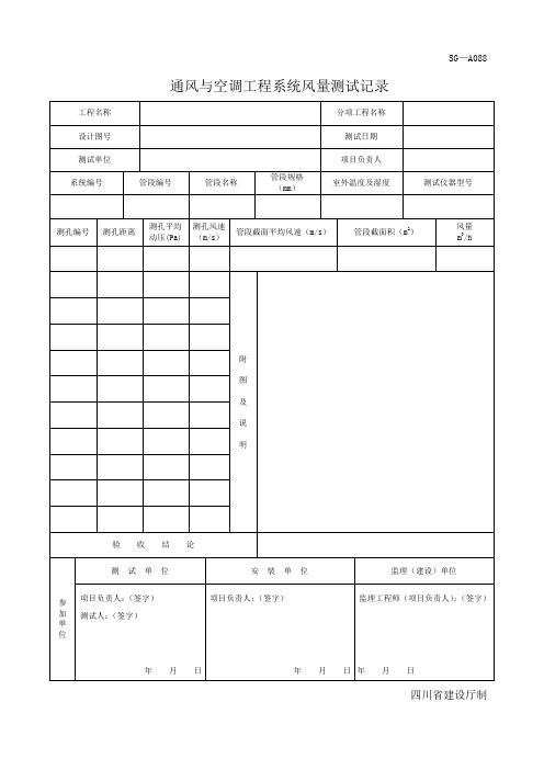 四川-通风与空调工程系统风量测试记录 SG-A088.