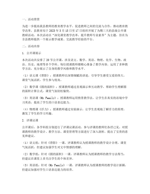 县级公开课教研活动简报