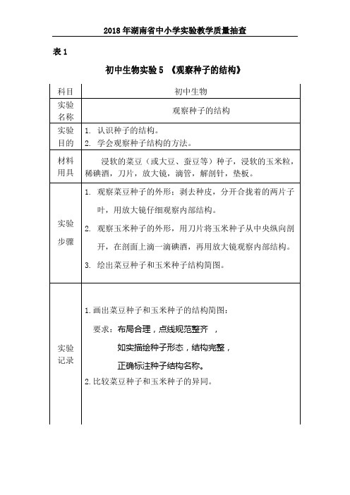 初中生物试题5《观察种子的结构》