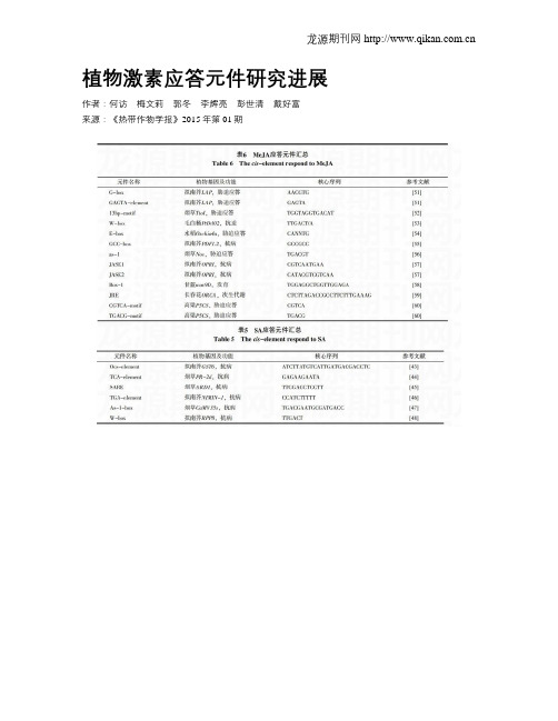 植物激素应答元件研究进展