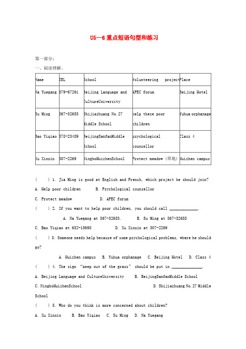 【精品】2019中考英语八上Unit5_6重点短语句型和练习人教新目标版