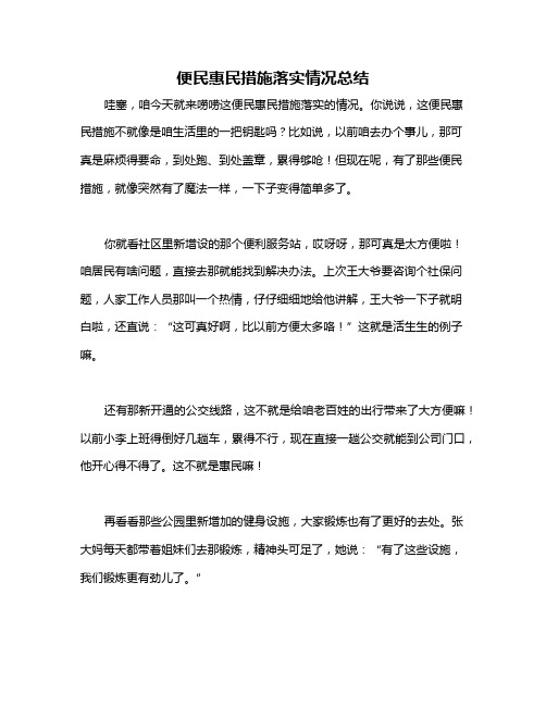 便民惠民措施落实情况总结