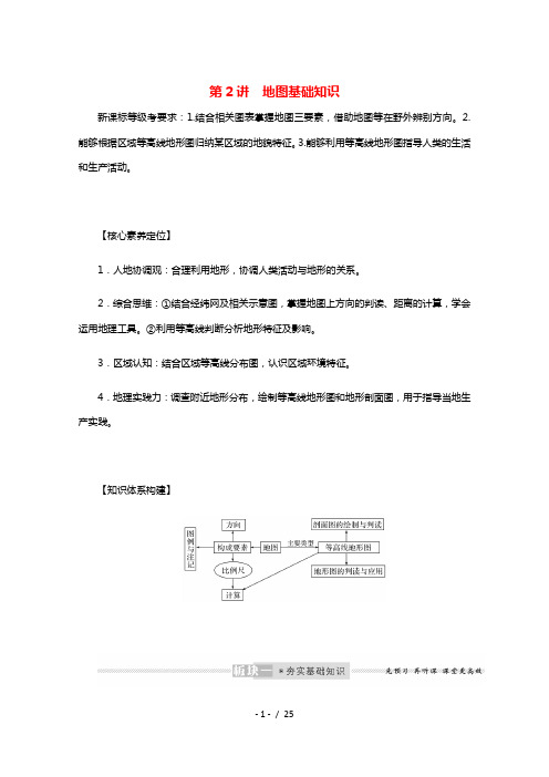 2022届高考地理一轮复习第一章地球和地图2.1地图三要素等高线地形图判读及地形剖面图学案新人教版2