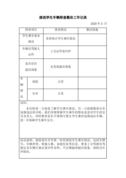 5月接送学生车辆排查整治工作记录