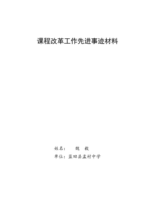 魏毅——课程改革工作先进事迹材料