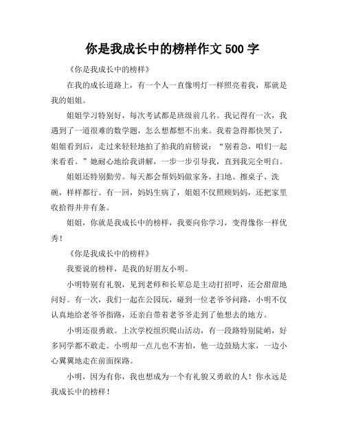 你是我成长中的榜样作文500字