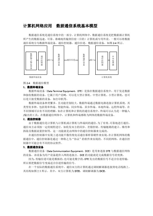 计算机网络应用  数据通信系统基本模型