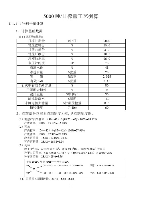 龙江糖厂5000吨日榨量工艺衡算【昱德2011.11】