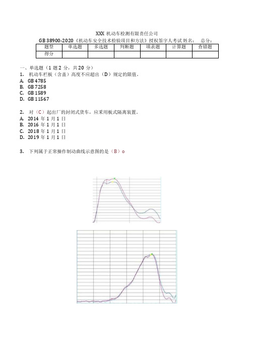 机动车安检授权签字人特训试题(GB38900)