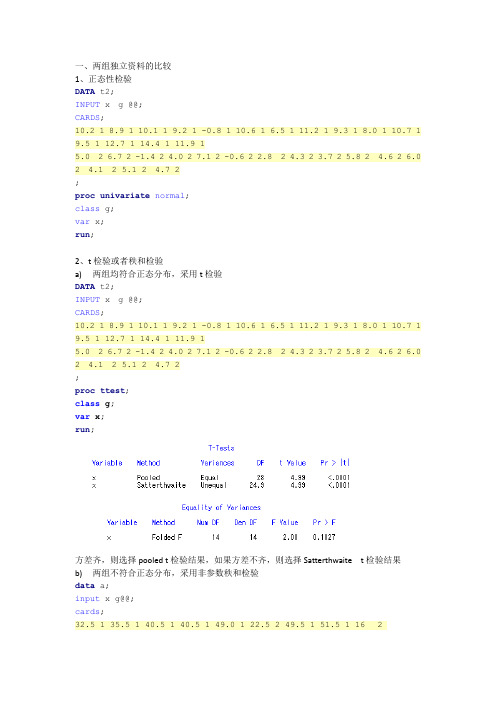 统计学SAS简单复习