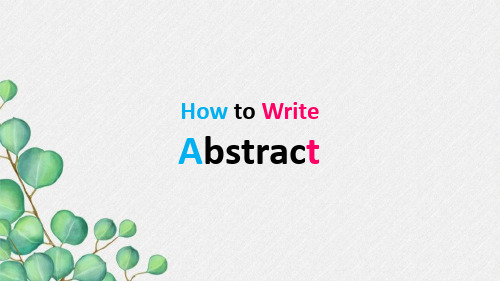 英语论文摘要应该如何写？How-to-Write-Abstract？