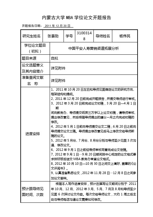 2010级张景勋MBA开题报告(修改版)