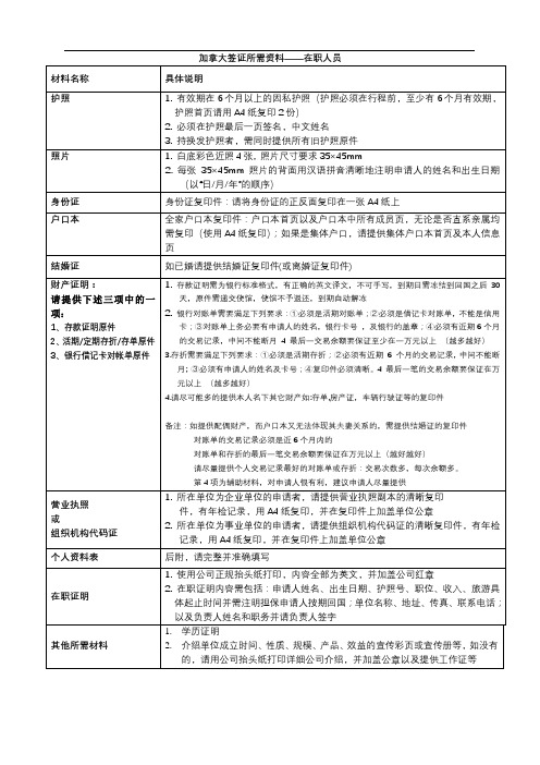 加拿大签证申请表(教育及就业细节表)【模板】