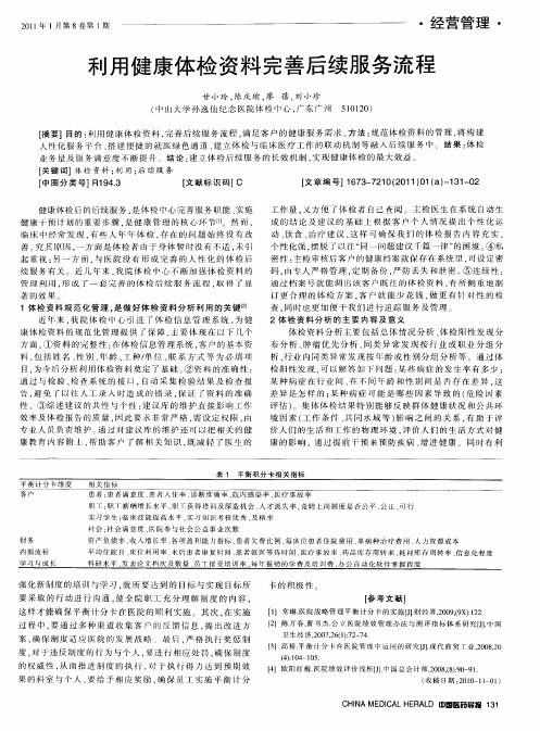利用健康体检资料完善后续服务流程
