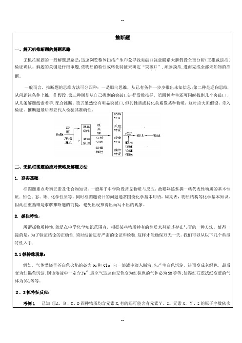 化学必修一推断题