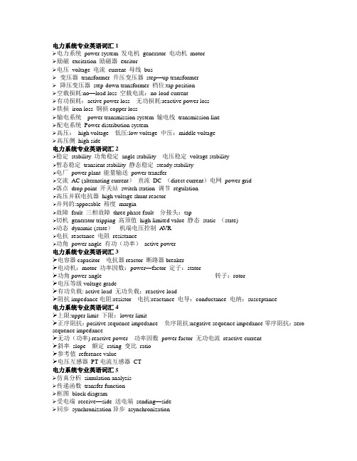 电力系统专业英语词汇