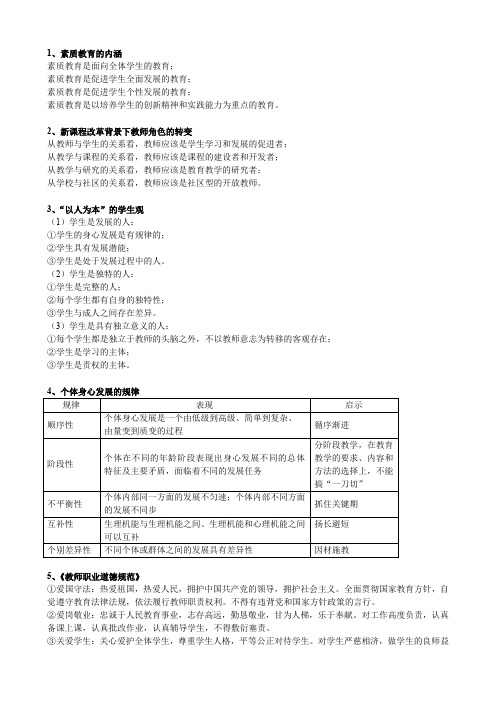 中小学教师资格证《综合素质》试题及答案