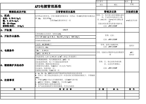 电镀缸镀液维护SOP