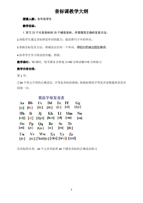 音标课教学大纲