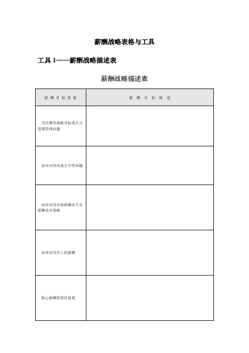 薪酬战略表格与工具